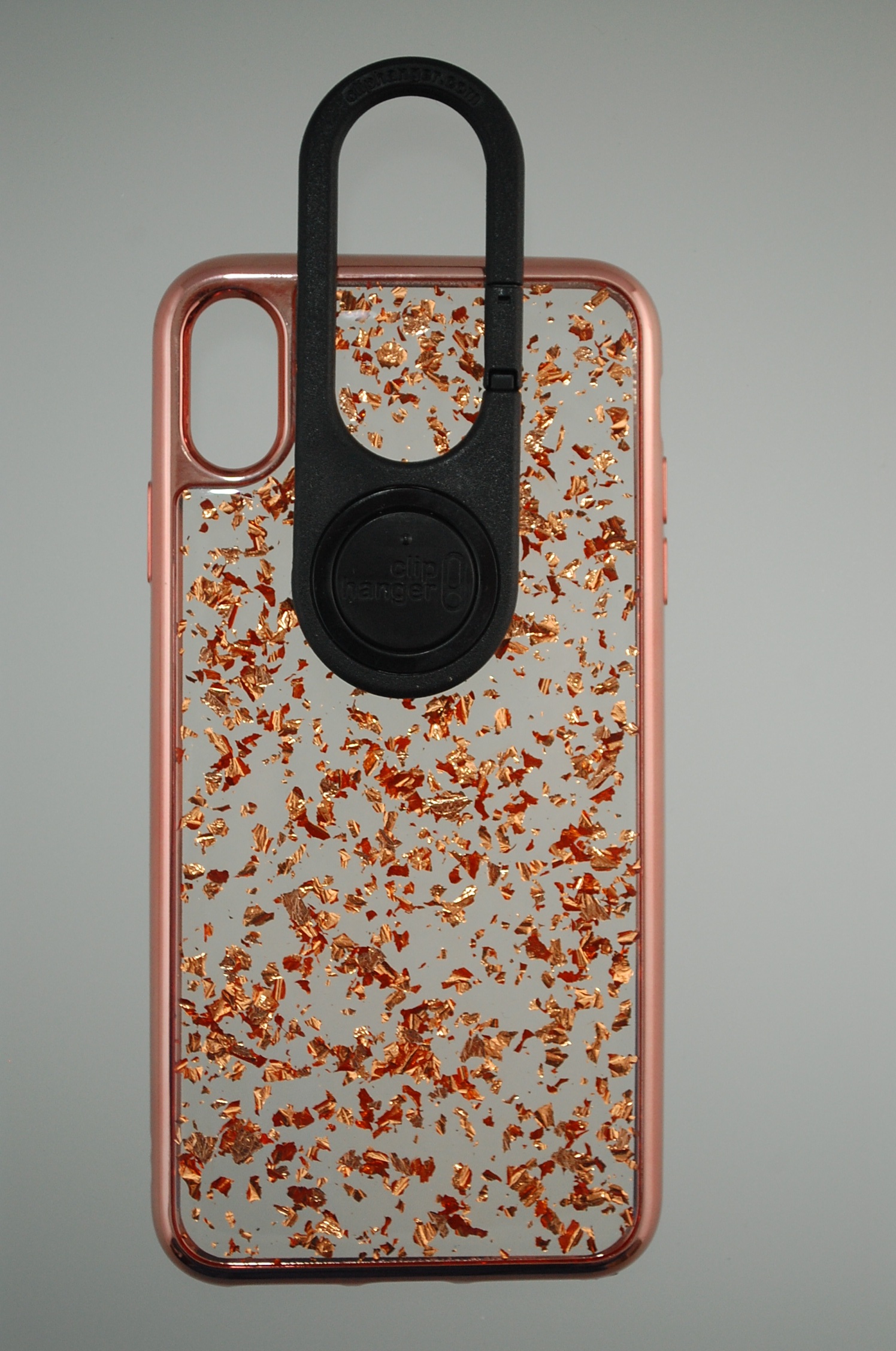 Pro Case - Apple iPhone XS Max Clear with Rose Gold flakes suspended inside